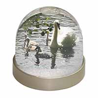 Swans and Baby Cygnets Snow Globe Photo Waterball