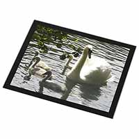 Swans and Baby Cygnets Black Rim High Quality Glass Placemat