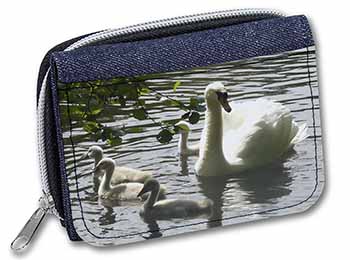 Swans and Baby Cygnets Unisex Denim Purse Wallet