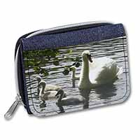 Swans and Baby Cygnets Unisex Denim Purse Wallet