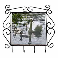 Swans and Baby Cygnets Wrought Iron Key Holder Hooks
