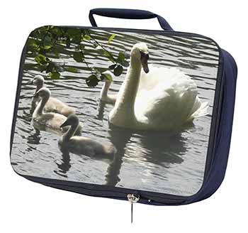 Swans and Baby Cygnets Navy Insulated School Lunch Box/Picnic Bag