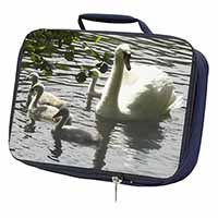 Swans and Baby Cygnets Navy Insulated School Lunch Box/Picnic Bag