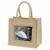 Beautiful Swan Natural/Beige Jute Large Shopping Bag