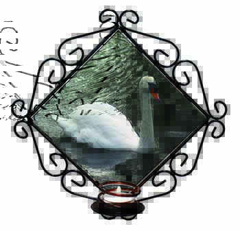 Beautiful Swan Wrought Iron Wall Art Candle Holder