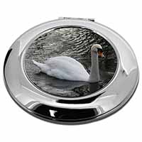 Beautiful Swan Make-Up Round Compact Mirror