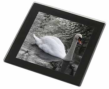 Beautiful Swan Black Rim High Quality Glass Coaster