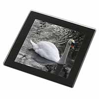 Beautiful Swan Black Rim High Quality Glass Coaster