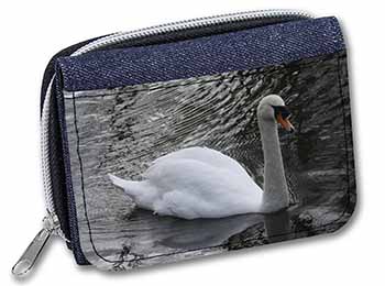 Beautiful Swan Unisex Denim Purse Wallet