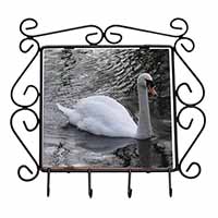 Beautiful Swan Wrought Iron Key Holder Hooks