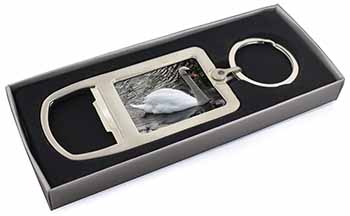 Beautiful Swan Chrome Metal Bottle Opener Keyring in Box