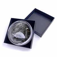 Beautiful Swan Glass Paperweight in Gift Box