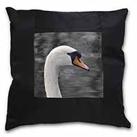 Face of a Swan Black Satin Feel Scatter Cushion