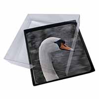 4x Face of a Swan Picture Table Coasters Set in Gift Box