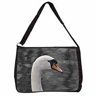 Face of a Swan Large Black Laptop Shoulder Bag School/College