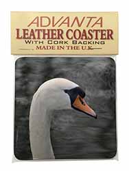 Face of a Swan Single Leather Photo Coaster