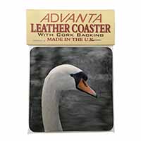 Face of a Swan Single Leather Photo Coaster