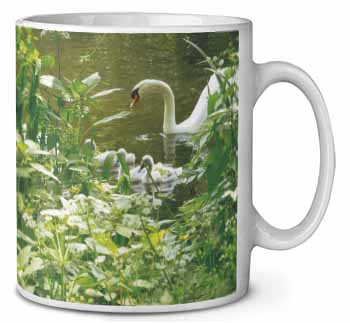 Swan and Baby Cygnets Ceramic 10oz Coffee Mug/Tea Cup