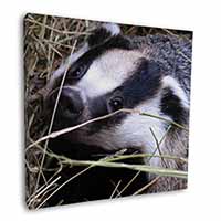 Badger in Straw Square Canvas 12"x12" Wall Art Picture Print