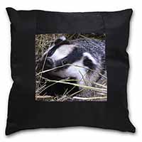 Badger in Straw Black Satin Feel Scatter Cushion
