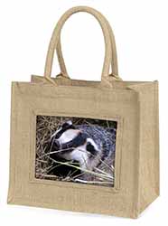 Badger in Straw Natural/Beige Jute Large Shopping Bag
