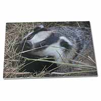 Large Glass Cutting Chopping Board Badger in Straw