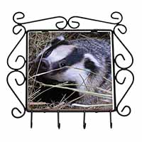 Badger in Straw Wrought Iron Key Holder Hooks