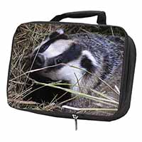 Badger in Straw Black Insulated School Lunch Box/Picnic Bag