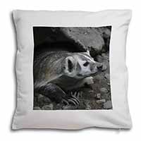 Badger on Watch Soft White Velvet Feel Scatter Cushion
