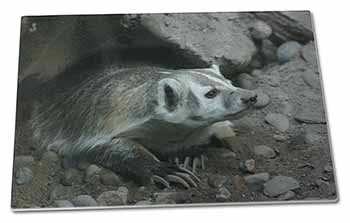 Large Glass Cutting Chopping Board Badger on Watch