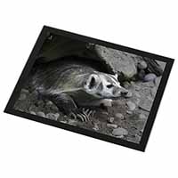 Badger on Watch Black Rim High Quality Glass Placemat