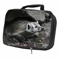 Badger on Watch Black Insulated School Lunch Box/Picnic Bag