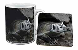 Badger on Watch Mug and Coaster Set