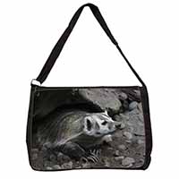 Badger on Watch Large Black Laptop Shoulder Bag School/College