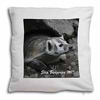 Badger-Stop Badgering Me! Soft White Velvet Feel Scatter Cushion