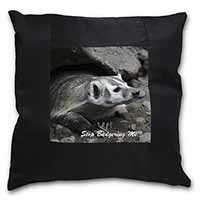 Badger-Stop Badgering Me! Black Satin Feel Scatter Cushion