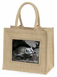 Badger-Stop Badgering Me! Natural/Beige Jute Large Shopping Bag