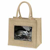 Badger-Stop Badgering Me! Natural/Beige Jute Large Shopping Bag