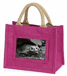 Badger-Stop Badgering Me! Little Girls Small Pink Jute Shopping Bag