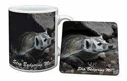 Badger-Stop Badgering Me! Mug and Coaster Set