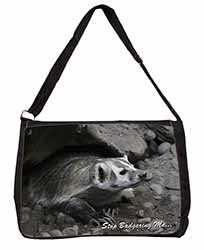 Badger-Stop Badgering Me! Large Black Laptop Shoulder Bag School/College