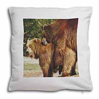 Grizzly Bears in Love Soft White Velvet Feel Scatter Cushion