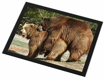 Grizzly Bears in Love Black Rim High Quality Glass Placemat