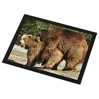 Grizzly Bears in Love Black Rim High Quality Glass Placemat