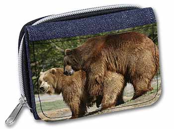 Grizzly Bears in Love Unisex Denim Purse Wallet