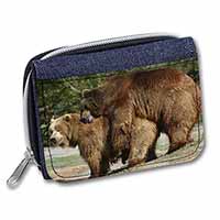 Grizzly Bears in Love Unisex Denim Purse Wallet