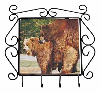 Grizzly Bears in Love Wrought Iron Key Holder Hooks
