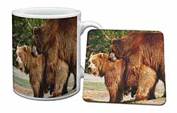 Grizzly Bears in Love Mug and Coaster Set