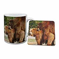 Grizzly Bears in Love Mug and Coaster Set