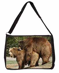 Grizzly Bears in Love Large Black Laptop Shoulder Bag School/College